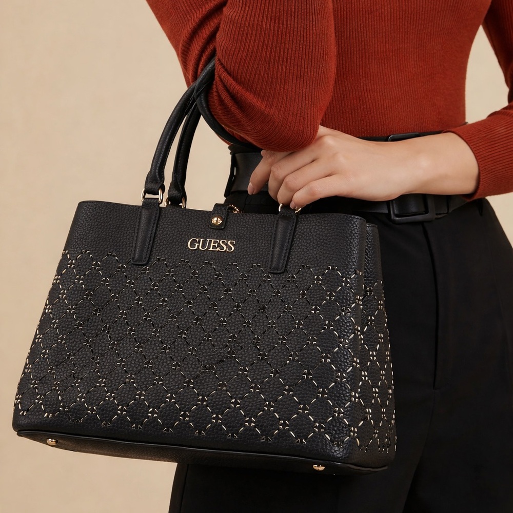 Guess Black Textured Satchel